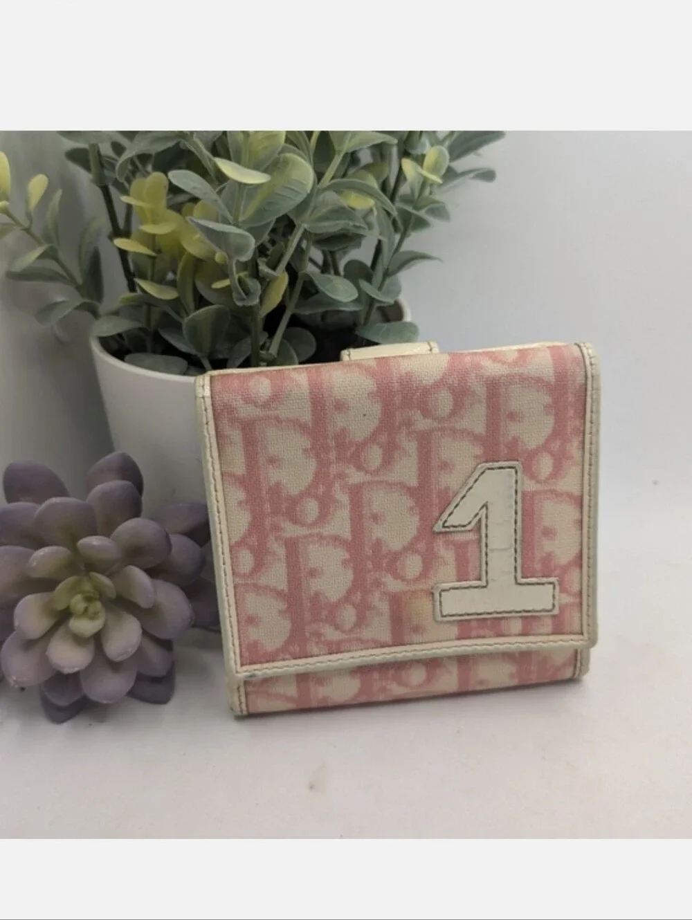 Christian Dior Vintage Street Chic Pink Canvas Trotter Galliano Era Wallet